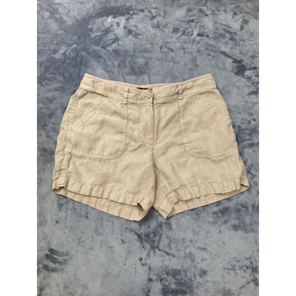 Tommy Bahama Relax Womens Tan 100% Linen Cargo Drawstring Shorts Size 6 Beach